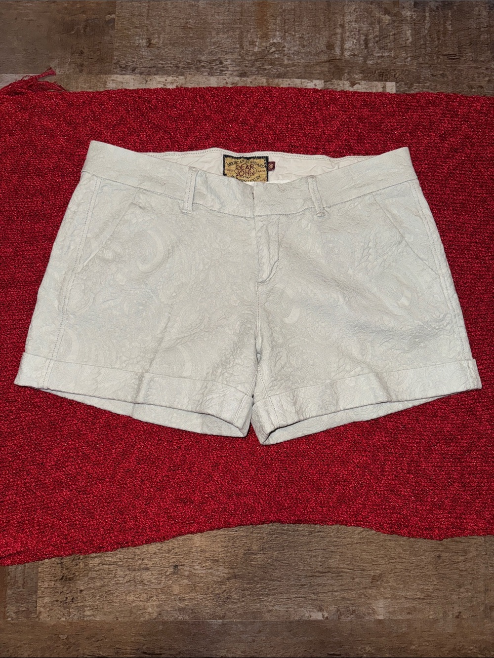 Dear John Light Gray Paisley Jacquard Shorts Size 30 Cotton Stretch